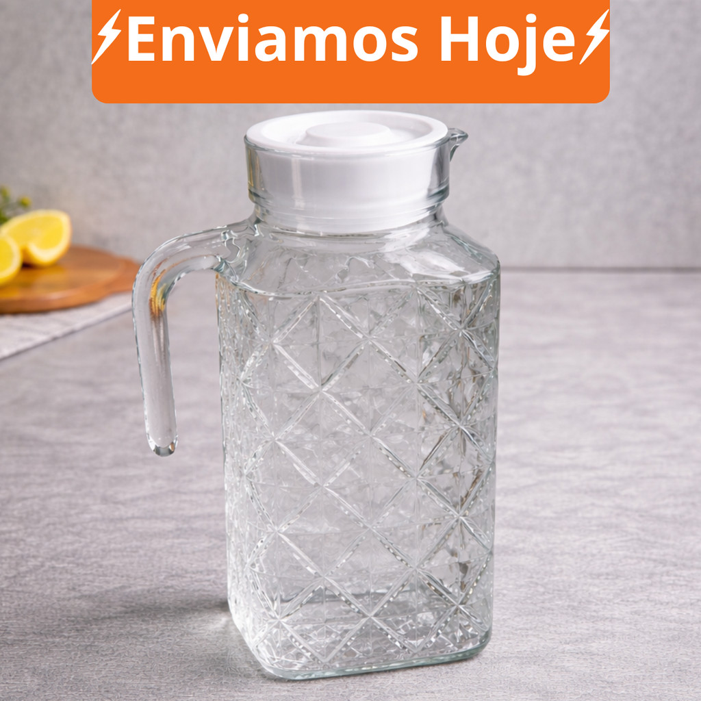 Jarra rubi De Vidro Água Suco Com Tampa 1,8 Litro Luxo 2 Unidades em Oferta na Shopee