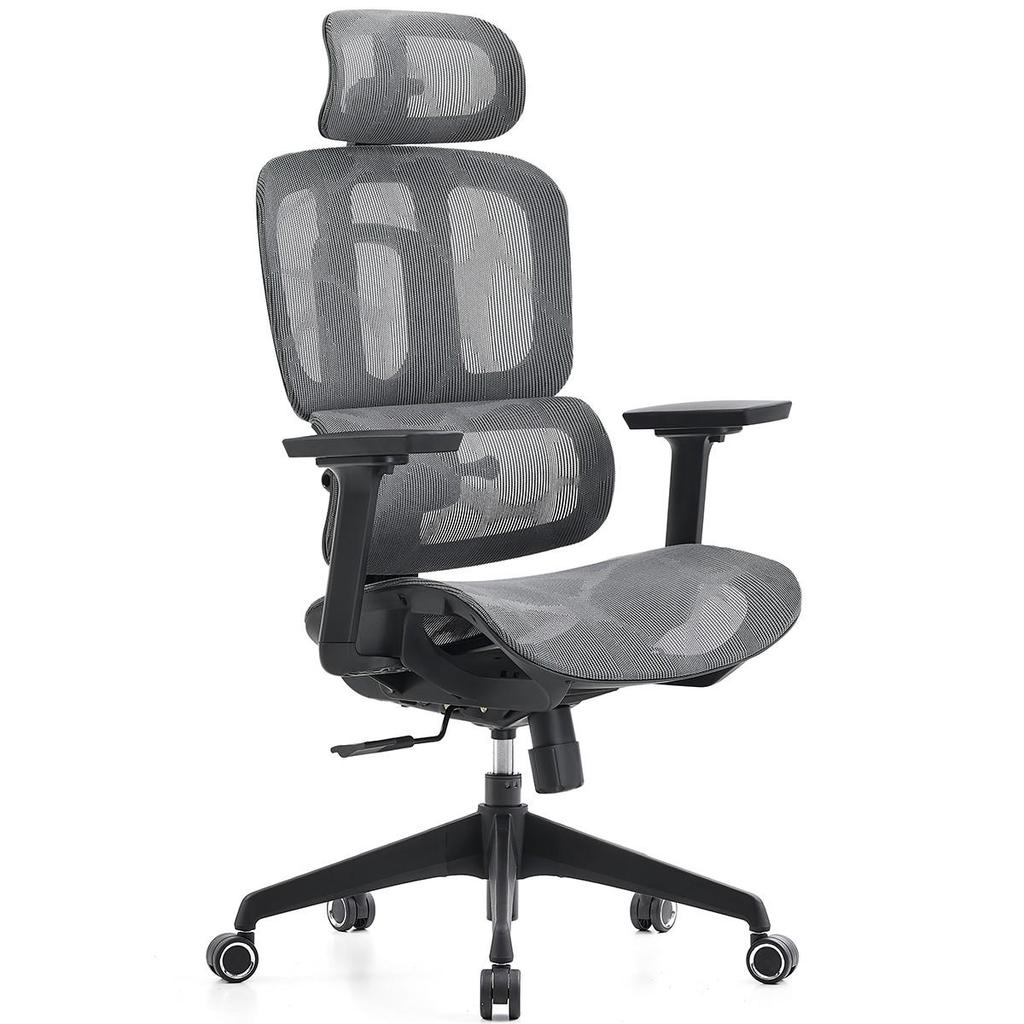 Cadeira de Escritório Dr. Office Business Mesh, 3D, Suporta até 120kg, Preto e Cinza, DR-CH-BNR3DBGF