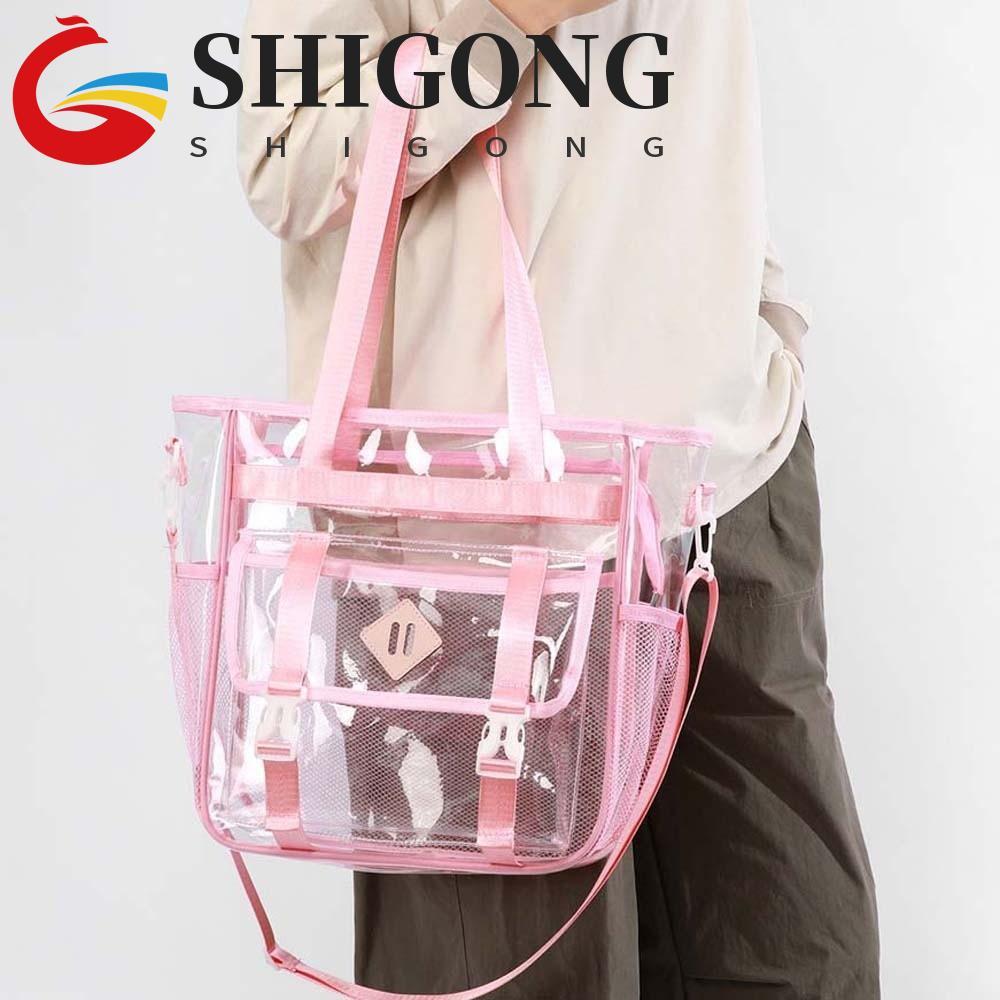 Bolsa De Praia Transparente SHIGONG , Gelatina Crossbody Com Vários Bolsos De Grande Capacidade , Alças Removíveis
