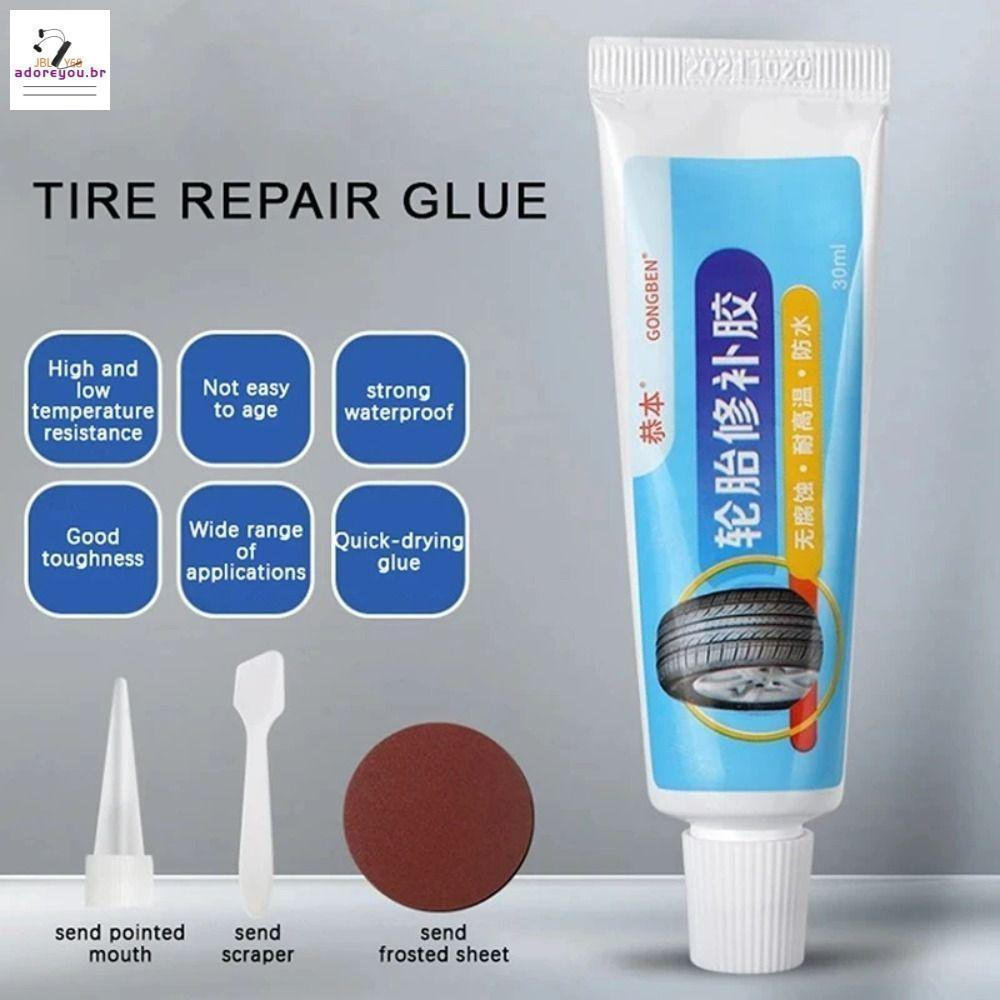 Cola preta resistente ao desgaste para reparo de pneus - líquido de vedação de borracha não corrosivo 1HT6