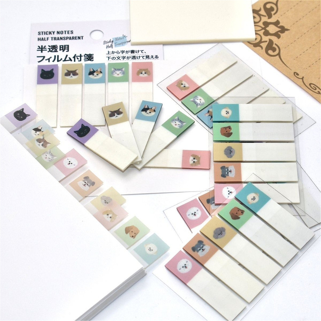 100 Folhas Bonito Dos Desenhos Animados Gato Cão Guias Índice À Prova Dwaterproof Água Auto Adesivo Bloco De Notas Pegaj