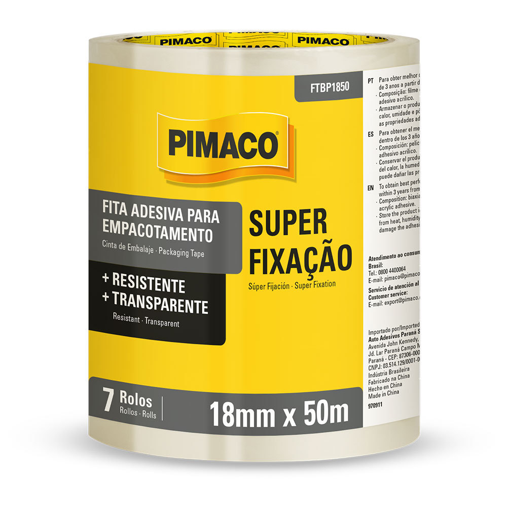 Fita adesiva transparente 18mmX50m com 7 rolos Pimaco