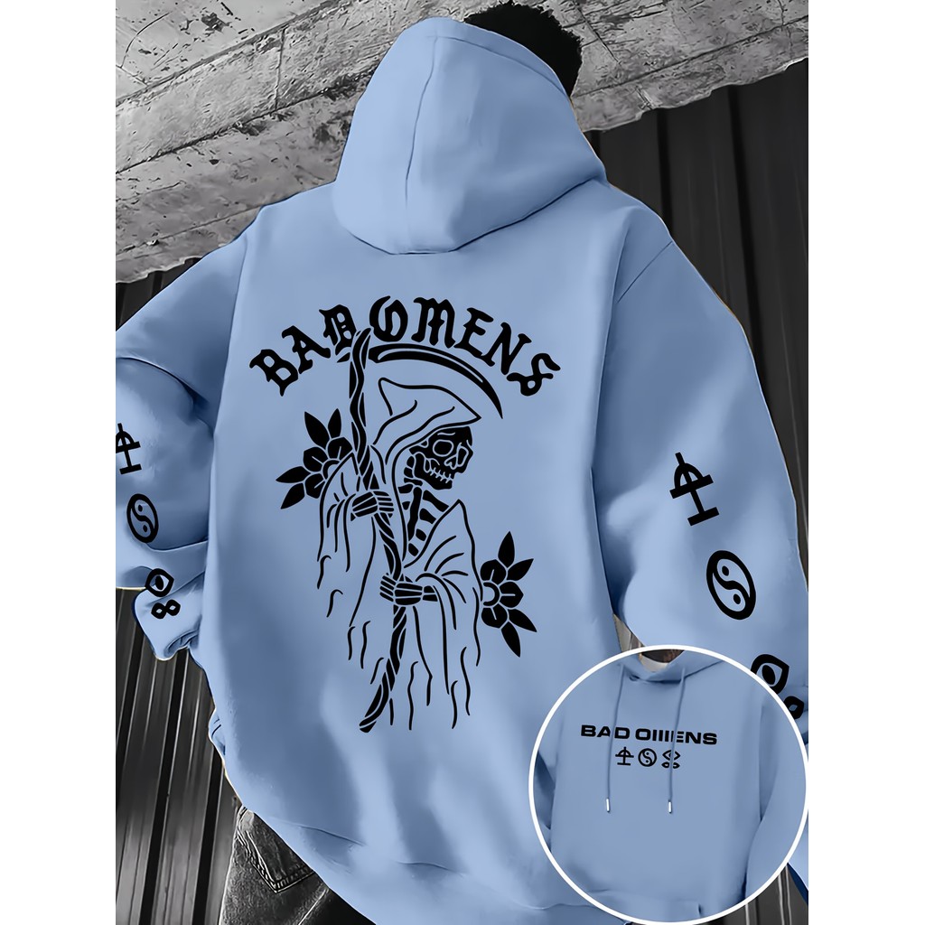 Moletom Canguru Capuz Estampado  "Bad Guys, Death Is Coming for You"  Moletom Flores Unissex Confortavel Promoção