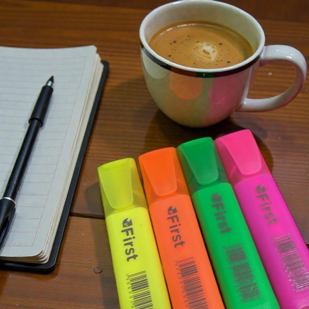 Kit Marca Texto Neon 4 Cores Fluorescente Alto Brilho Estudo Escritório Achadinhos