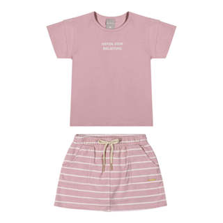 Conjunto Infantil Menina Listras Colorittá Rosa em Oferta na Shopee