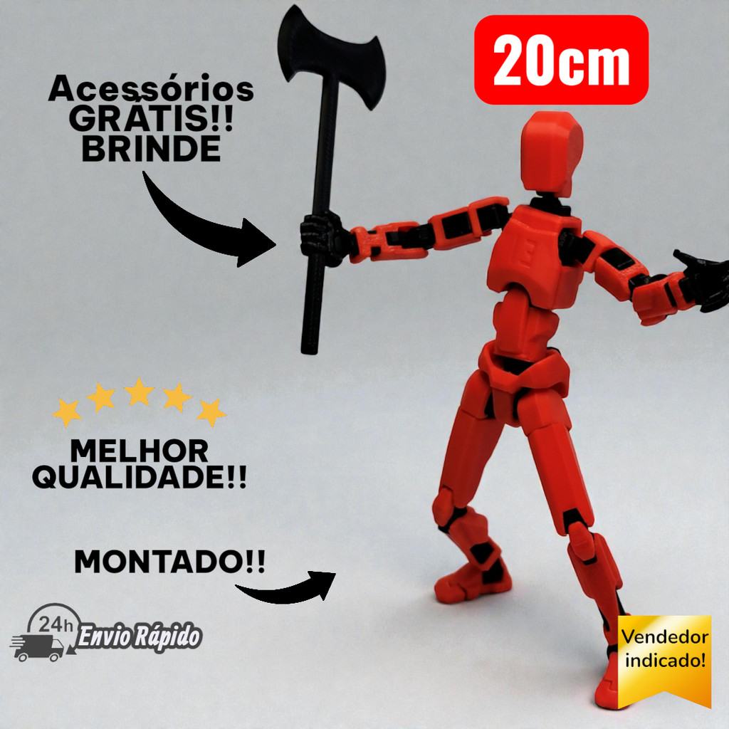Kit 3x Boneco de Ação Articulado Dummy 20cm MONTADO Armas acessórios