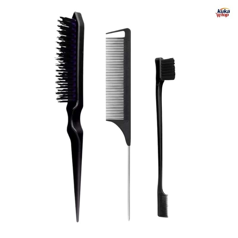 Conjunto De Escova De Cabelo 3 Peças Com Pente De Cauda De Mouse-Adição Perfeita À Rotina De Cuidados