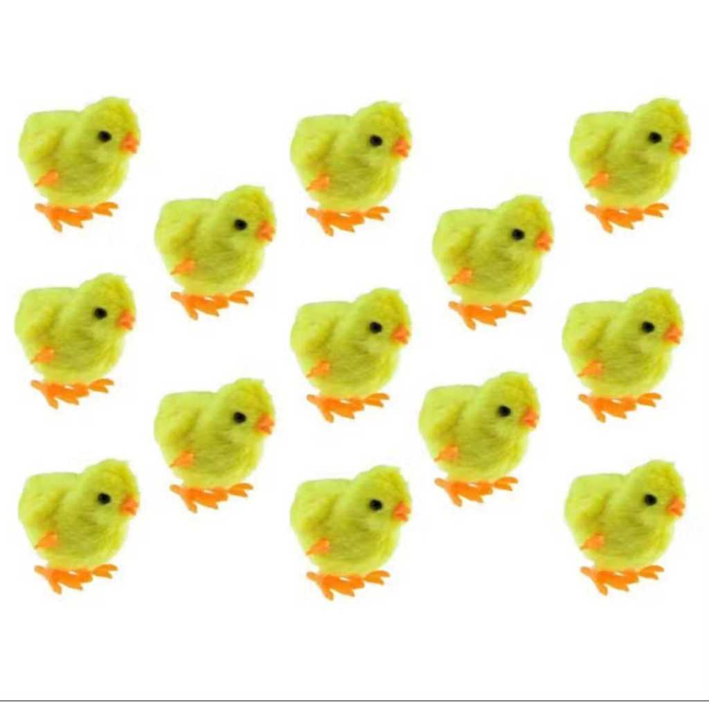 Kit 5 Pintinhos Amarelinhos Pula Pula – Pelúcia a Corda Brinquedo Infantil