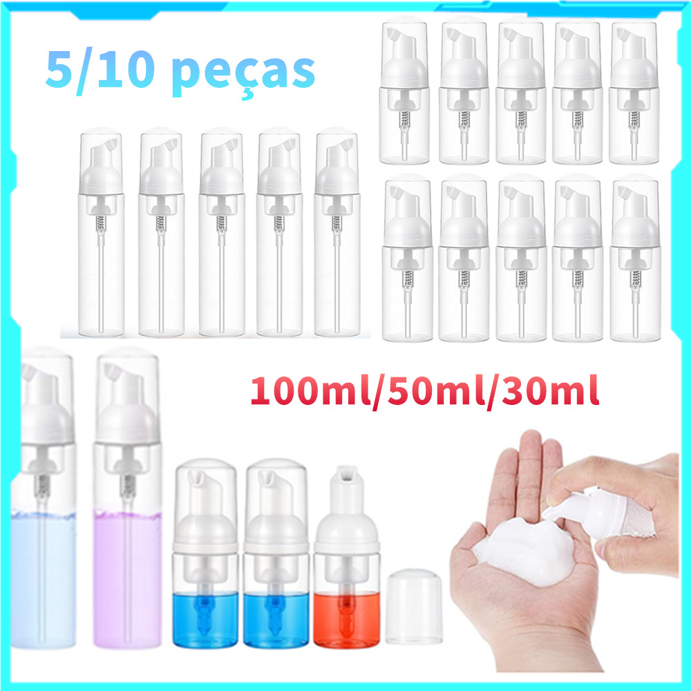 30/50/100ml garrafa de espuma de sabão de limpeza garrafa de bomba de plástico recarregável garrafa de sabão de viagem