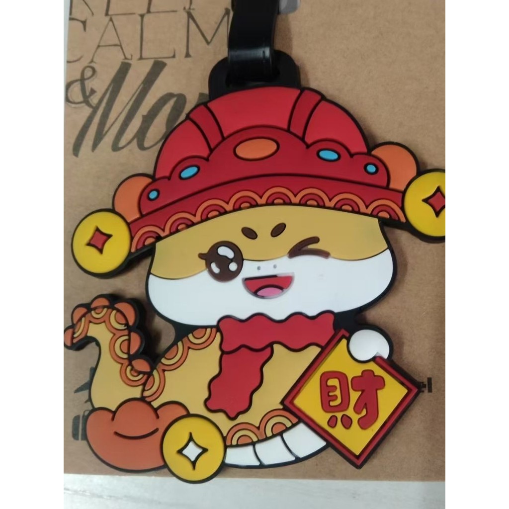 Etiqueta de bagagem fofa indispensável para viagem, ano da cobra, etiqueta de bagagem fofa do zodíaco LTTS