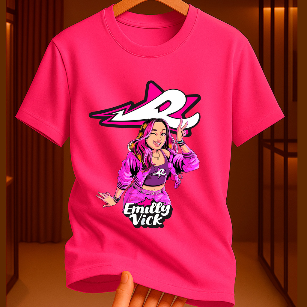 Camiseta Infantil Lançamento 2026 Grupo dos Rosa Emilly Vick  Robson Leozin Void  Katlen Manga Curta Tamanho 2 ao 12