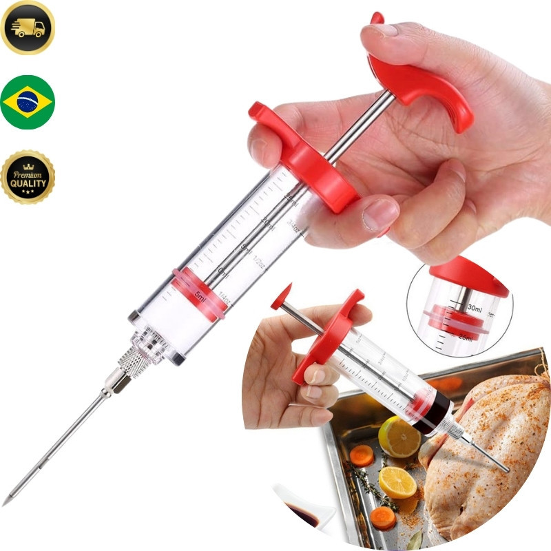Seringa Injetora de Tempero Inox 30ml para Carnes – Churrasco Profissional