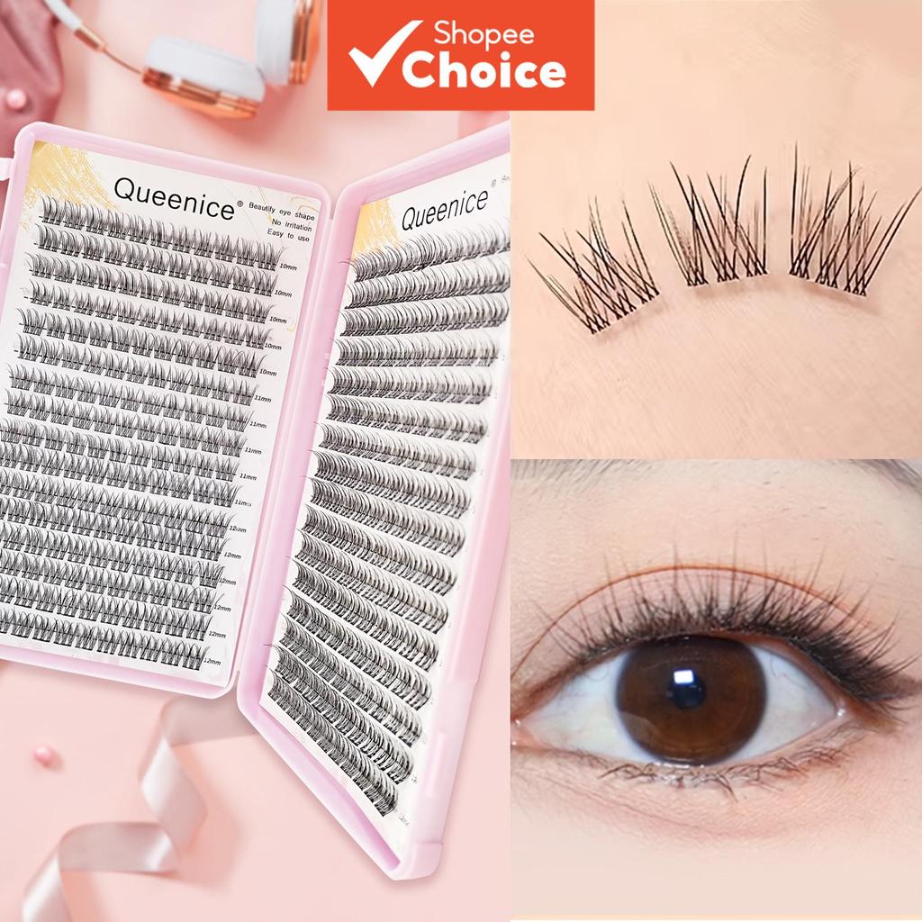  Kit de Cílios Autoadesivos Queenice, 352pcs Extensões Naturais DIY, 0.07mm D-Curl, Comprimentos Mistos 10-12mm, Design