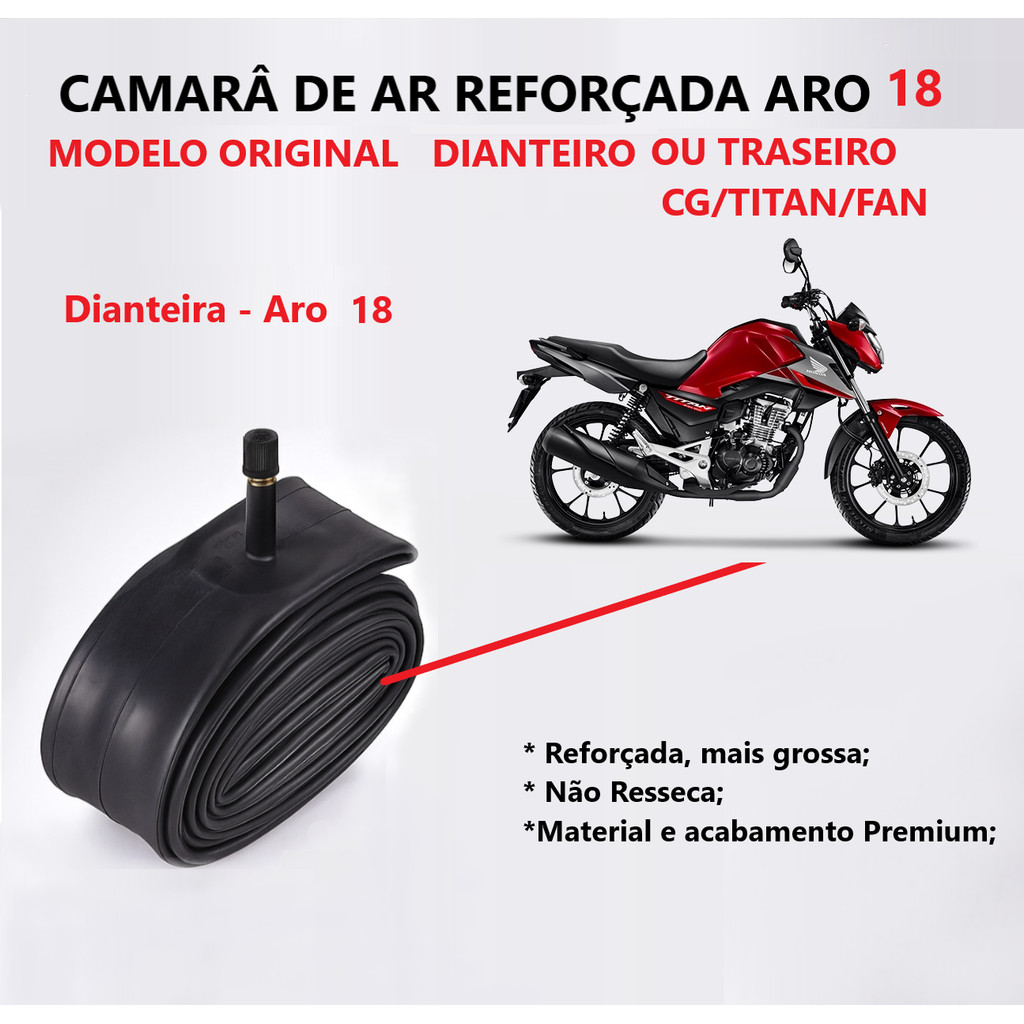 Câmara de Ar Moto Aro 18 Honda Titan Start Fan 125 150 160 Yamaha Dafra Suzuki Shineray camara 18