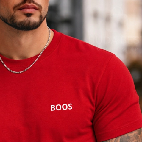 Camiseta Masculina Vermelha B005 Minimalista Algodão Premium Confortável Casual Moderna Estilo