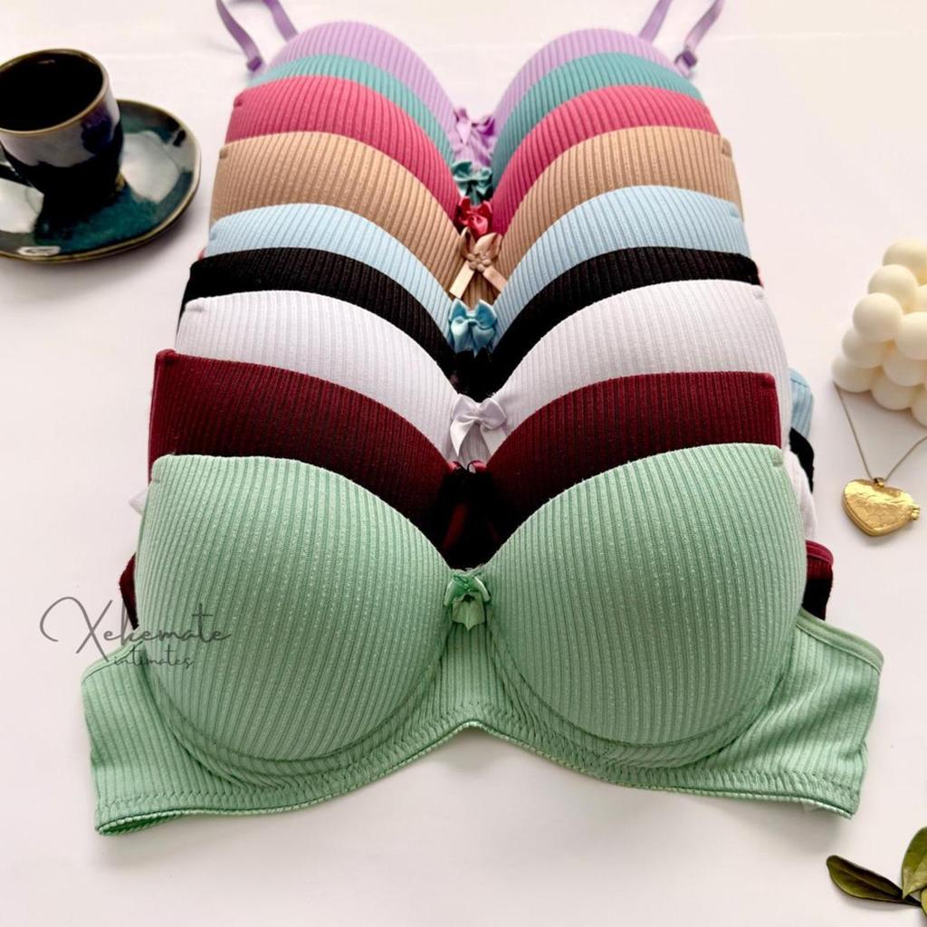Kit Sutiãs Suede Bojo Canelado Liso Soutien Básico Confortável Moda Feminina Alças Reguláveis Fecho