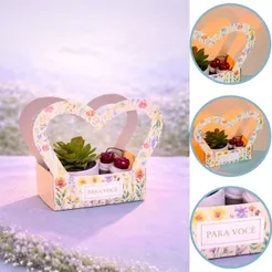 10 CAIXAS P/ FLORES E PLANTAS CORAÇÃO 11X6X13 FLORES 6011 ( DIA DAS MÃES IDEIA 2026 ) HOT STAMPING