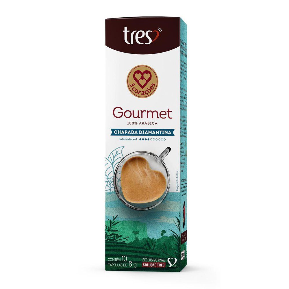 Capsula de Café Expresso 3 Corações Gourmet Chapada Diamantina 10 UN em Oferta na Shopee