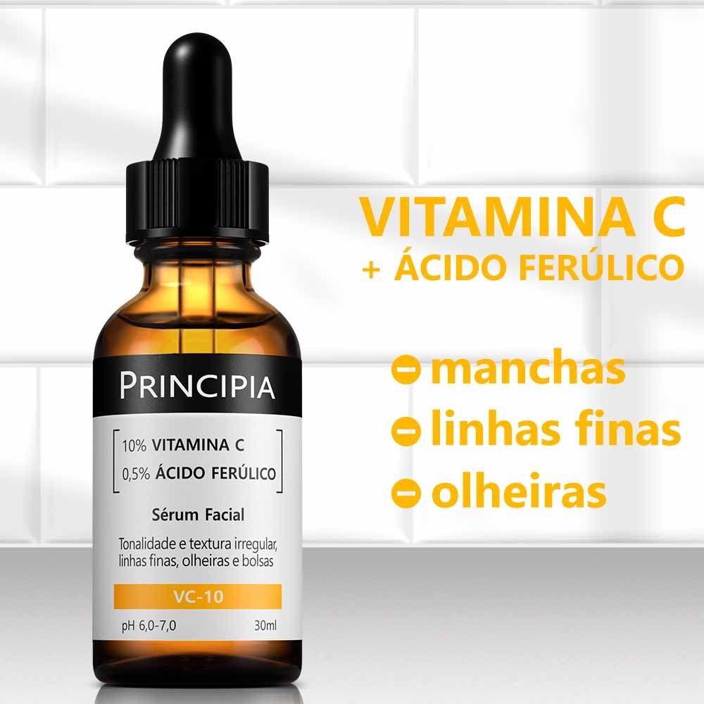 Sérum Vitamina C 10% Principia VC-10 | Clareador de Manchas, Antioxidante e Iluminador Facial