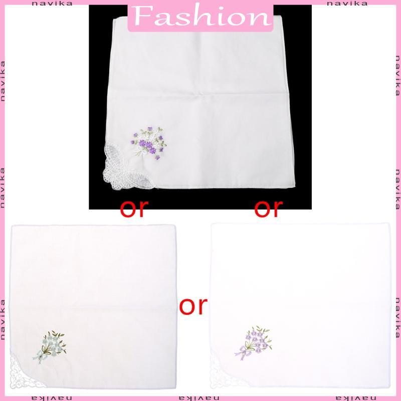 6 Peças Lenço Renda Bordado Feminino Floral