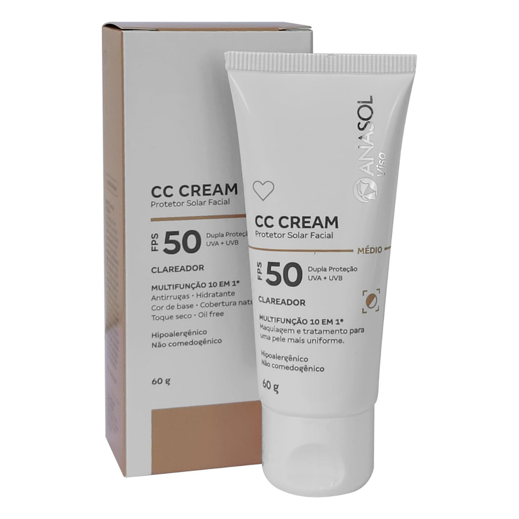 Anasol CC Cream Facial FPS 50 Médio - 60g