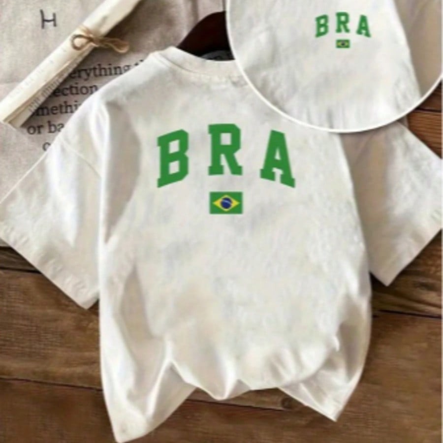 Camiseta T-Shirt Feminina Brasil Verão Tendência Copa Do Mundo 2026 Lançamento