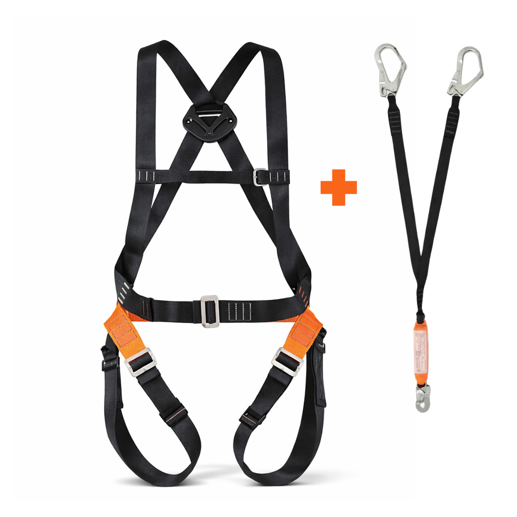 Kit Cinto Paraquedista + Talabarte Duplo Y Absorvedor Impacto Cinturão MG Cinto Trabalho em Altura