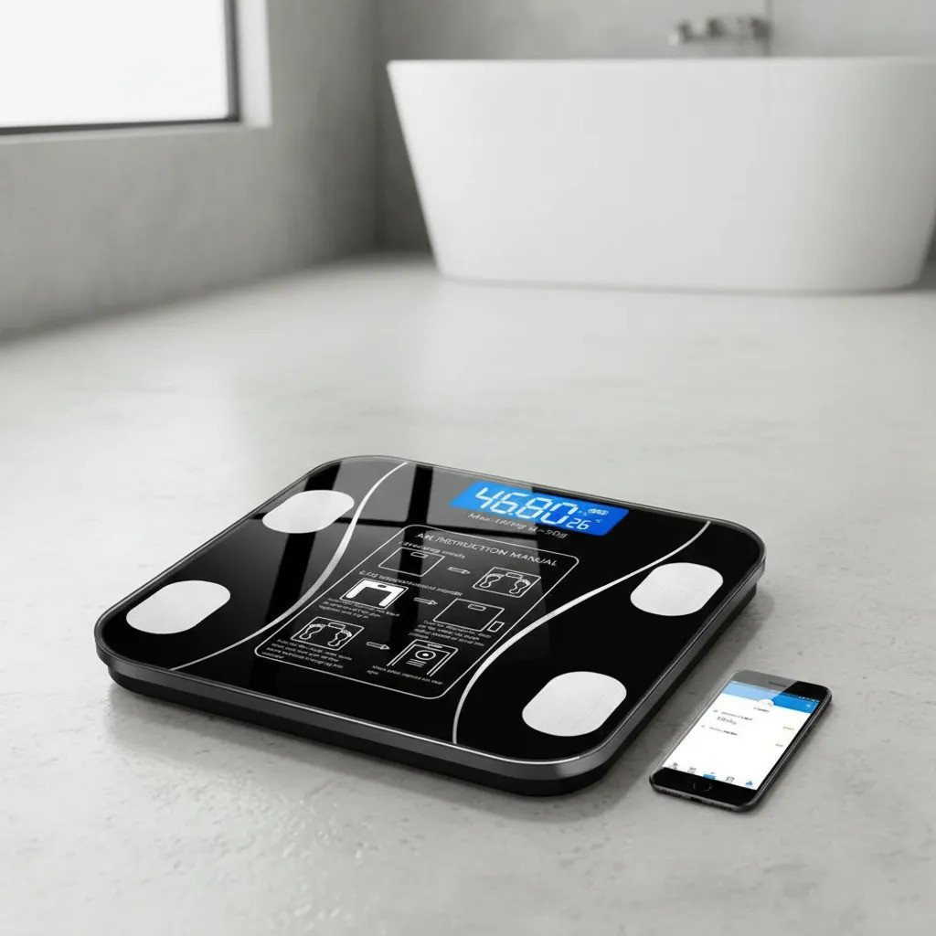 Balança Digital Bioimpedância Bluetooth App Celular Monitora Gordura IMC Massa Muscular Vidro Temperado Academia Preto