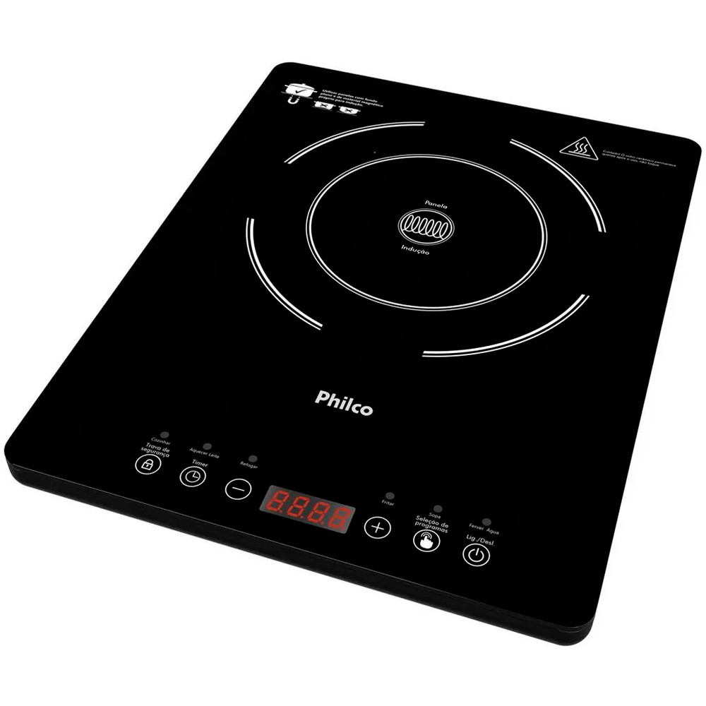 Fogão Cooktop De Indução Philco Touch 1 Boca Preto Portátil