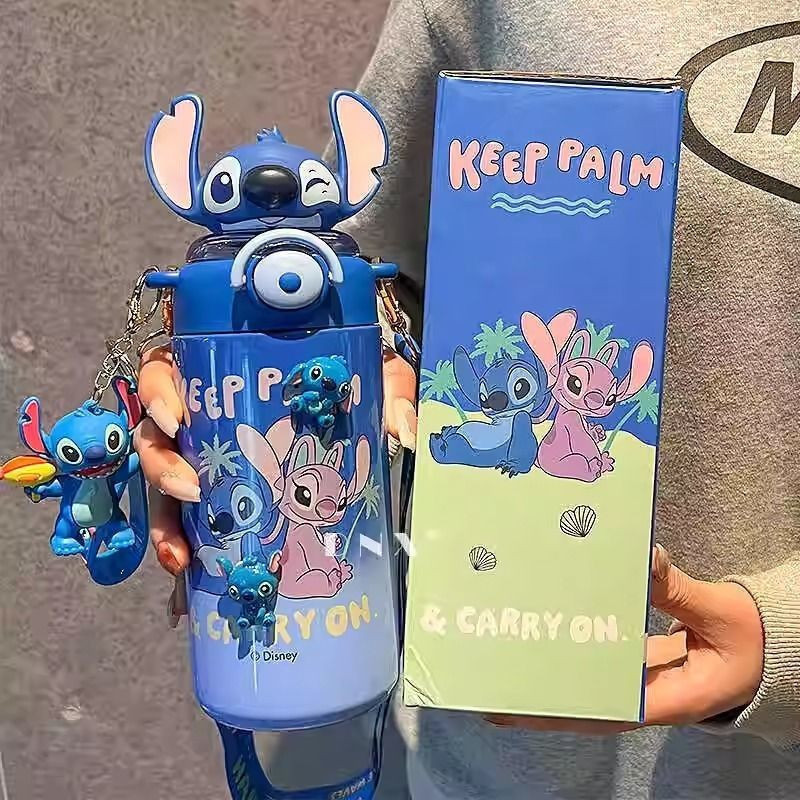 Garrafa de água exclusiva de alto valor da Disney Stitch 2025, adequada para meninas, crianças, estudantes e uso escolar