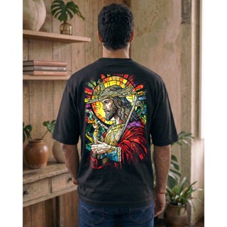 Camiseta Cristã Streetwear Oversized Larga 100% Algodão Casual Jesus Masculino Femino em Oferta na Shopee