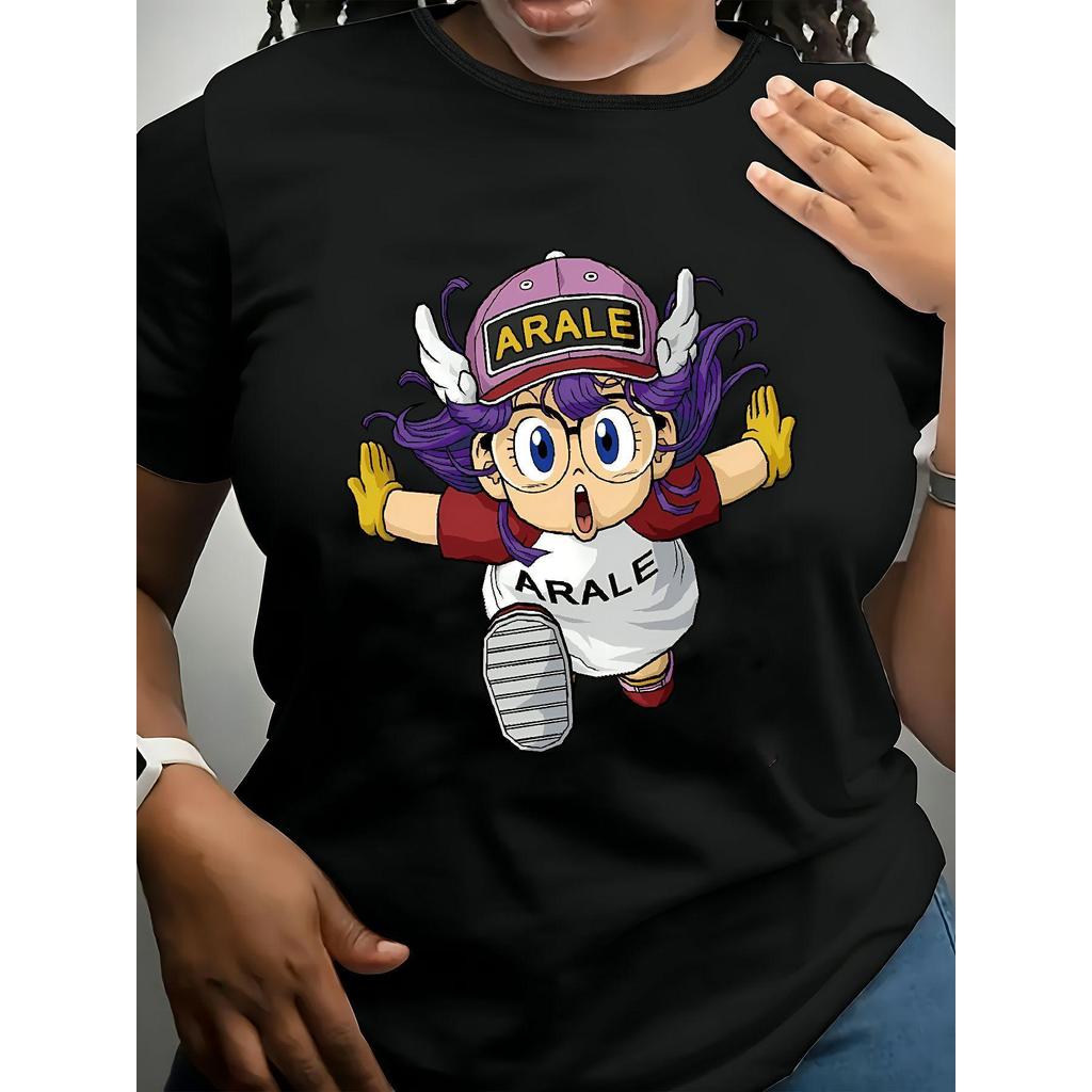 BR.Moonlight Camiseta Feminina "Arale" Anime Leve Vibrante Confortável Divertida Estilosa Verão