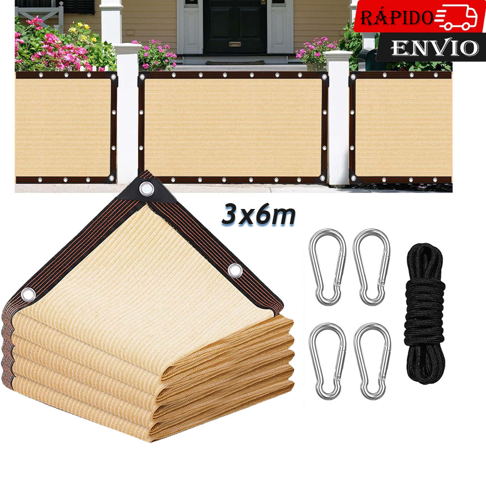 bege pano de sombra para jardim 3×6m cobertura de sombra para exterior pérgola plantas de pátio de pendurar capa de rede