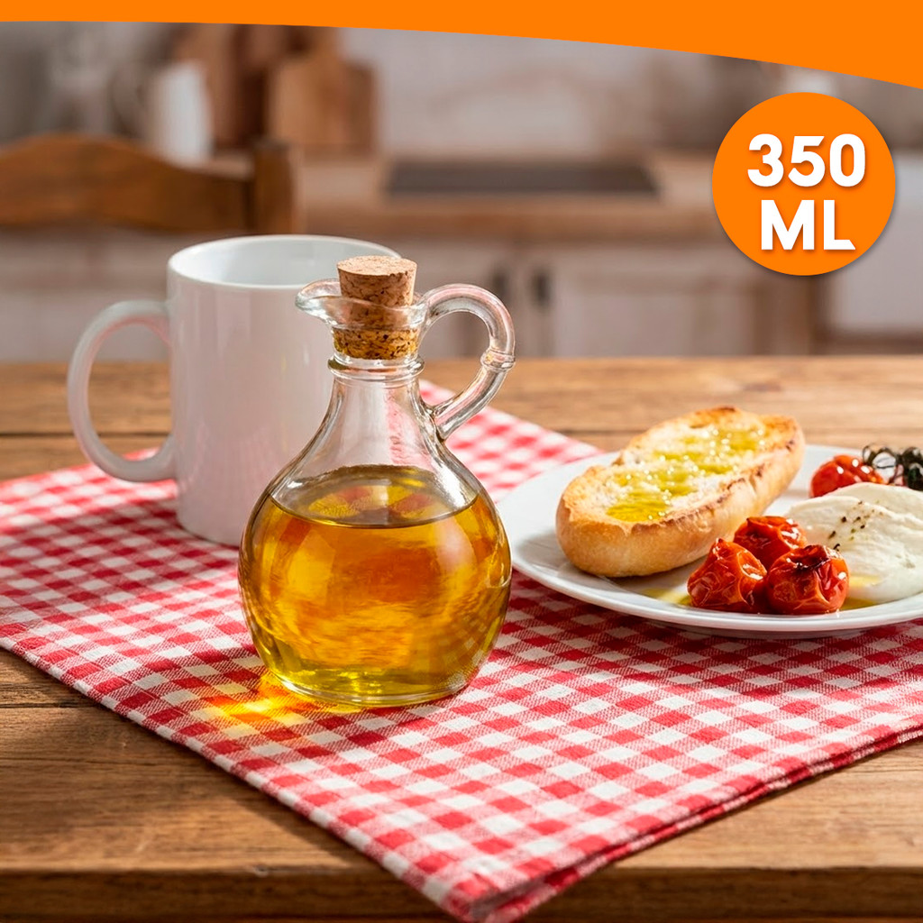 Azeiteiro De Vidro Com Alça 300ML 12cm Galheteiro Porta Azeite Vinagre Mesa Posta