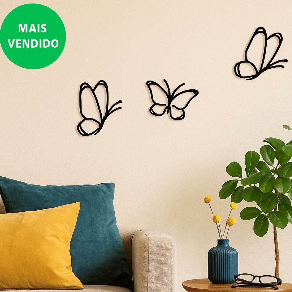 Kit 3 Apliques Borboletas Delicadas MDF 3mm em Oferta na Shopee