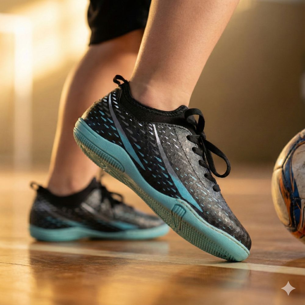 Chuteira Infantil Molekinho Futsal Napa Confortável Preto/Azul em Oferta na Shopee