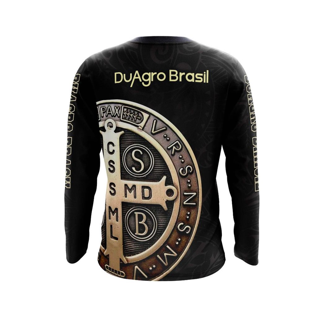 Camiseta Térmica Sublimada Manga Longa Duagro Medalha São Bento Suplex Dry UV