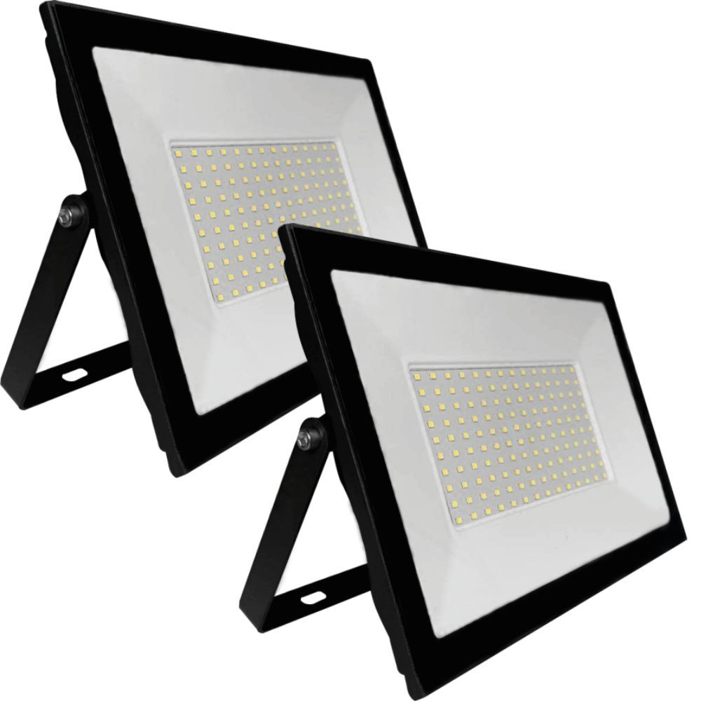 KIT 2 REFLETOR LED SLIM 100W 6500K IP65 BRANCO FRIO OUROLUX