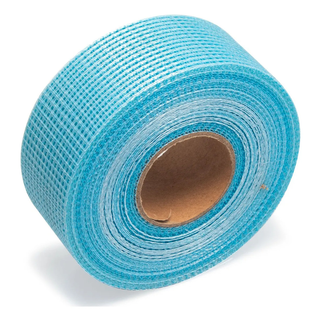 Fita Fibra de Vidro Azul 48mm x 45m Autoadesiva Drywall Gesso Titanium Platina