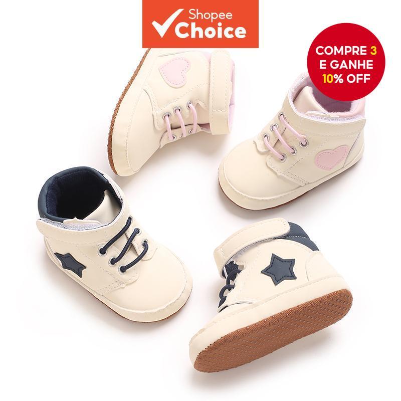  Sapatos de bebê de 0-1 ano de idade da primavera e outono, sapatos de bebê de 6 a 12 meses com sola macia