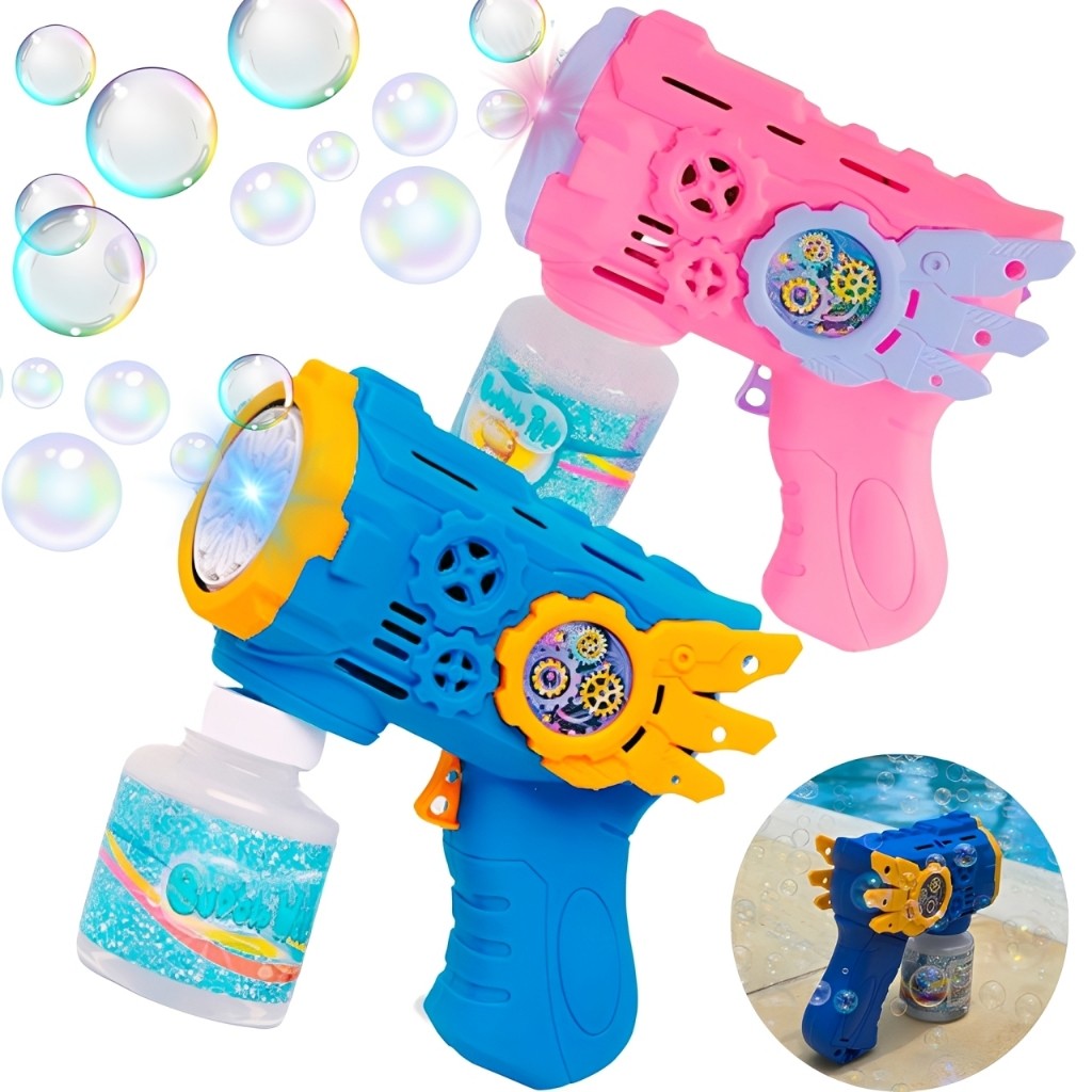 KIT Arminha de Bolhas de Sabão Coloridas Infantil - Lançador de Bolhas  Maquina de Fazer Bolhas de Sabão