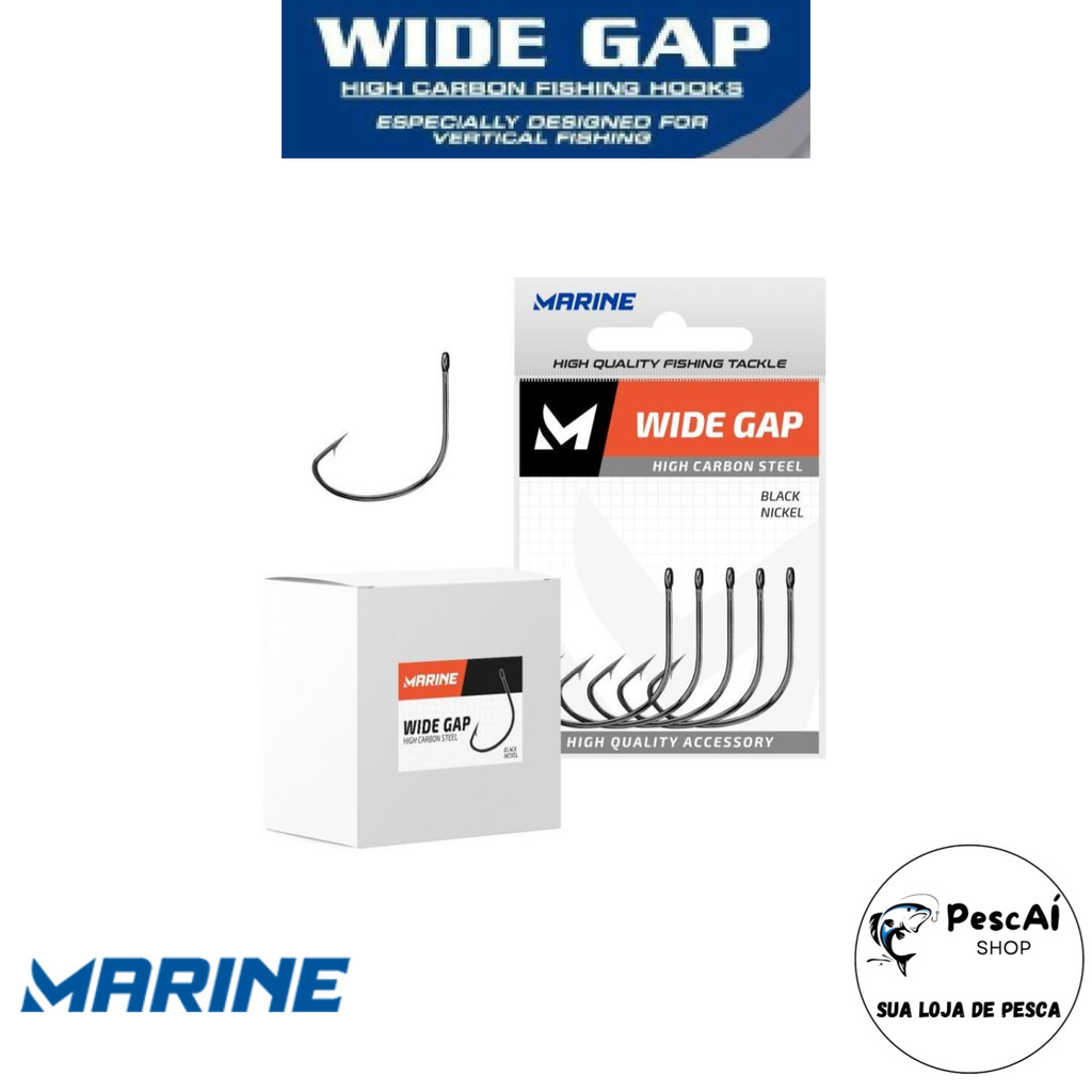 Anzol - Wide Gap - Marine Sports - Tradicional - Black Nickel - Caixa - Vários Tamanhos em Oferta na Shopee