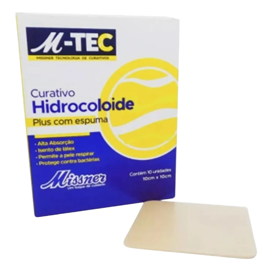 KIT C/5 Curativo Hidrocoloide C/ Espuma M-tec 10x10 Missner