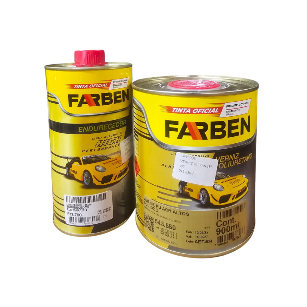 Verniz PU Farben Alto Sólidos 900ml + Catalisador 573.790 Kit Automotivo Profissional