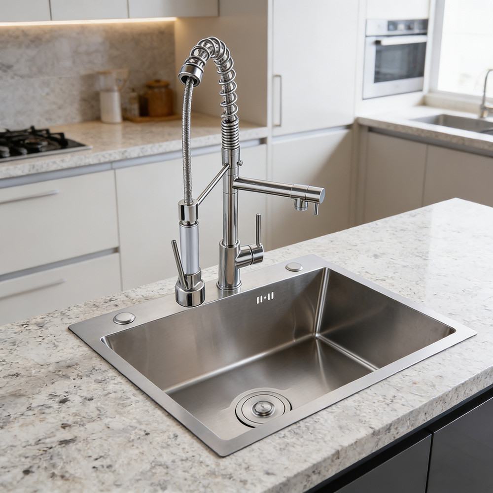 Cuba Pia Gourmet 60x45cm em Inox com Torneira Giratória Quente Fria