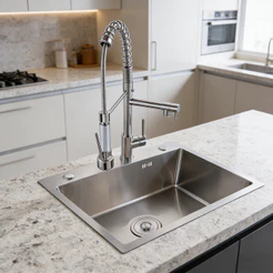 Cuba Pia Gourmet 60x45cm em Inox com Torneira Giratória Quente Fria