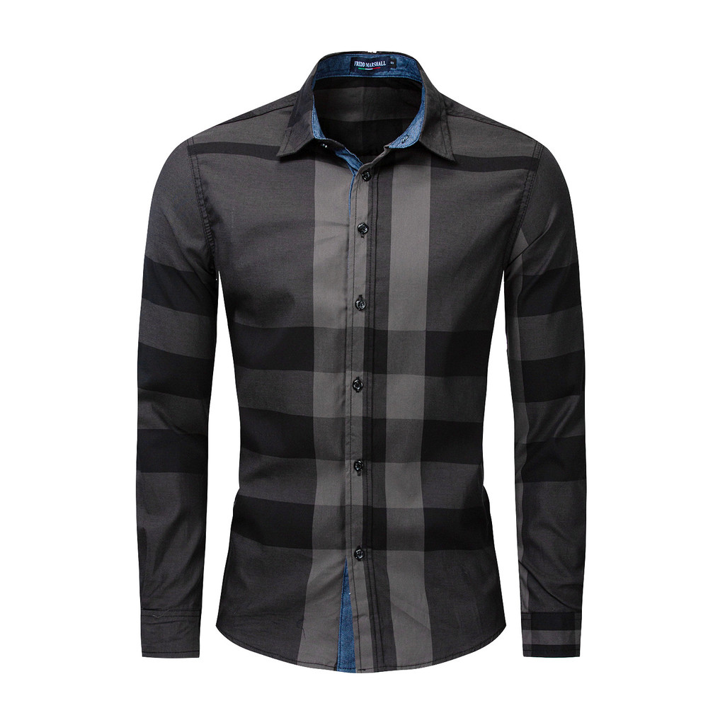 camisa masculina camisa social masculina Tamanho Grande Nova Camisa de Algodão Masculina de Manga Longa Camisa Xadrez co