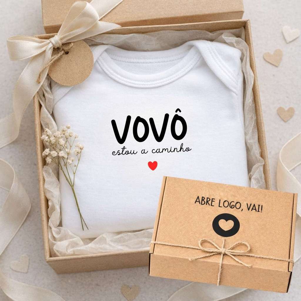 Kit Body Algodão Revelação Gravidez + Caixa Presente - Bc010 - Vovô estou a caminho em Oferta na Shopee