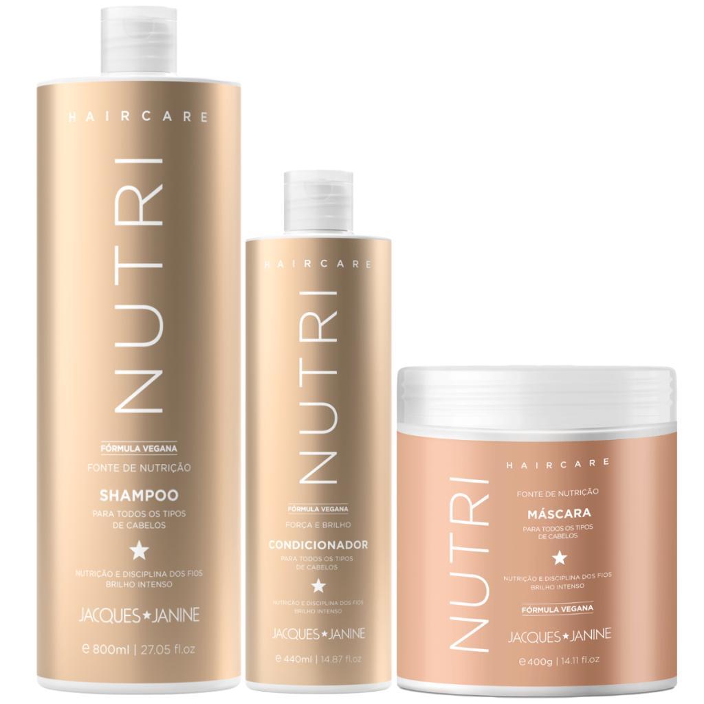Kit Jacques Janine Hair Care Nutri Shampoo 800ml + Condicionador 440ml + Máscara 400g em Oferta na Shopee