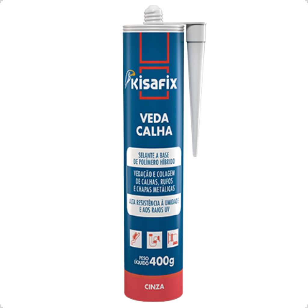 Veda Calha Kisafix Alta Resistencia 400g p/ Vedação de Calha, Rufos e Chapas Metálicas Flexível